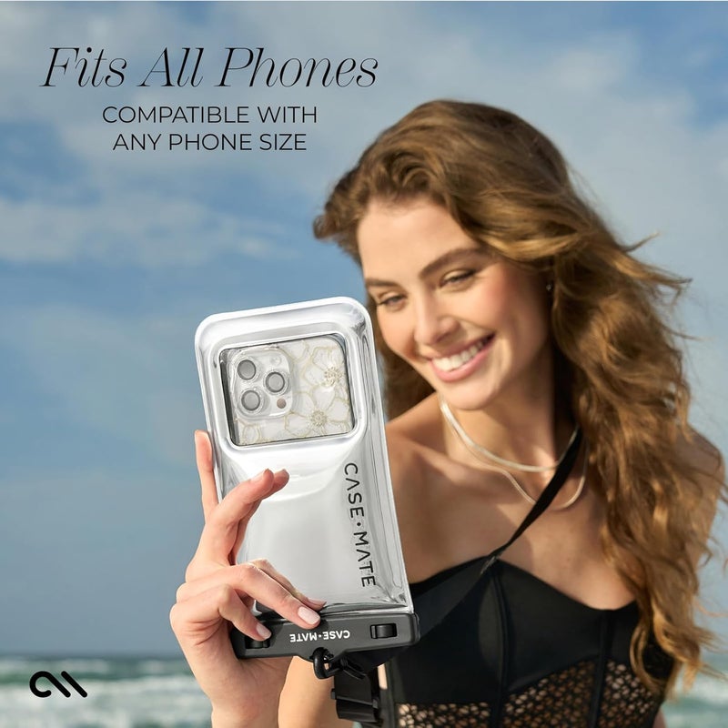 Casemate حقيبة هاتف مقاومة للماء IP68 - أساسيات السفر والشاطئ وسفينة الرحلات - حقيبة هاتف مقاومة للماء تطفو مع حزام كتف لجهاز iPhone 17 Pro Max/16 Pro Max/15/14/13/S25/S24 - كروم فضي - Image 5
